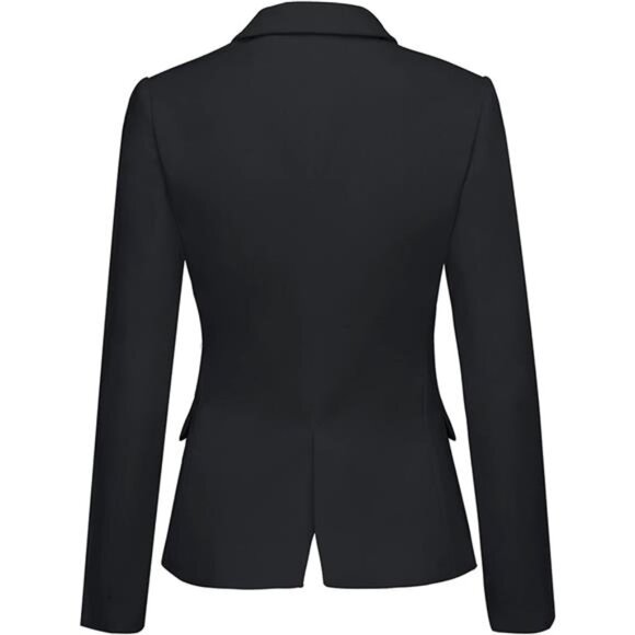Women's Long Sleeve Notch Lapel Blazer: Formal Button-Down Jacket with Pockets - Picture 2 of 7